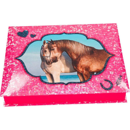 Depesche Horses Dreams Schreibwarenbox Pailetten, pink