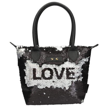 Depesche Trend LOVE Handtasche Streichpaillette schwarz Love & Peace