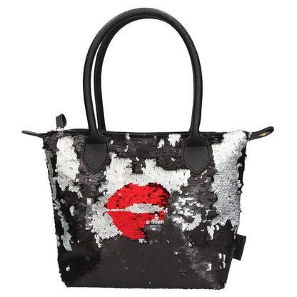 Depesche Trend LOVE Handtasche Streichpaillette schwarz Kiss & Lips