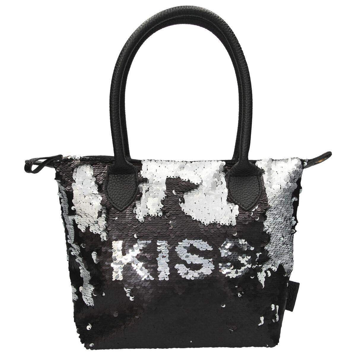 Depesche Trend LOVE Handtasche Streichpaillette schwarz Kiss & Lips