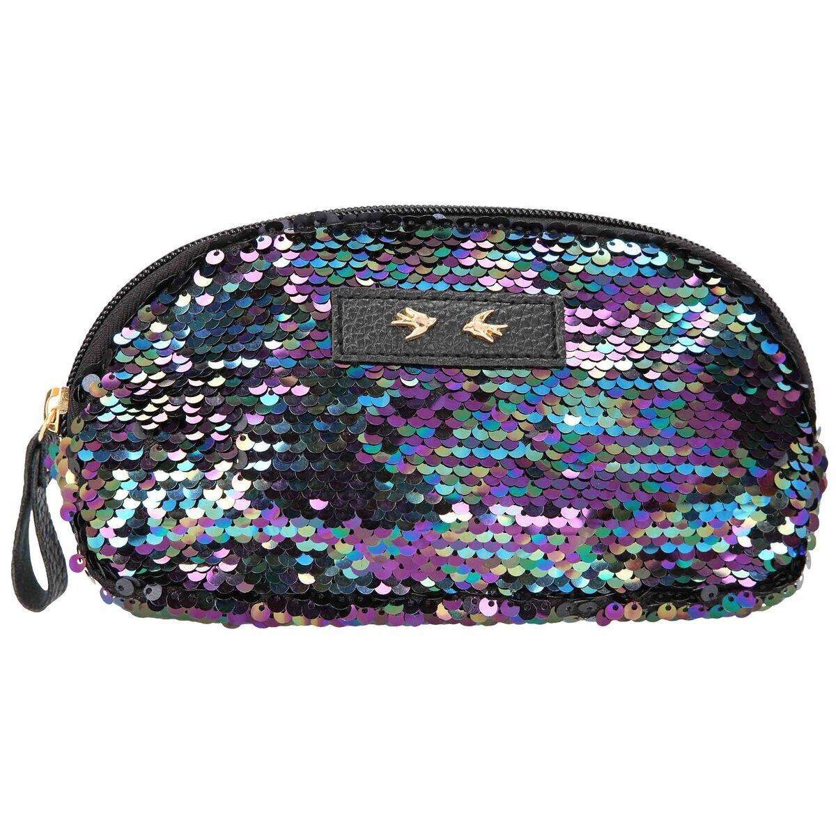 Depesche Trend LOVE Kosmetiktasche Paillette Schwarz