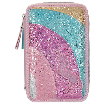 Depesche Ylvi & the Minimoomis 3-Fach Federtaschen Regenbogen Glitzer Mauve