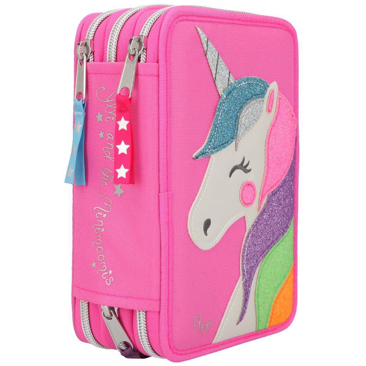 Depesche Ylvi & the Minimoomis Federtasche mit drei Fächern Glitzer pink