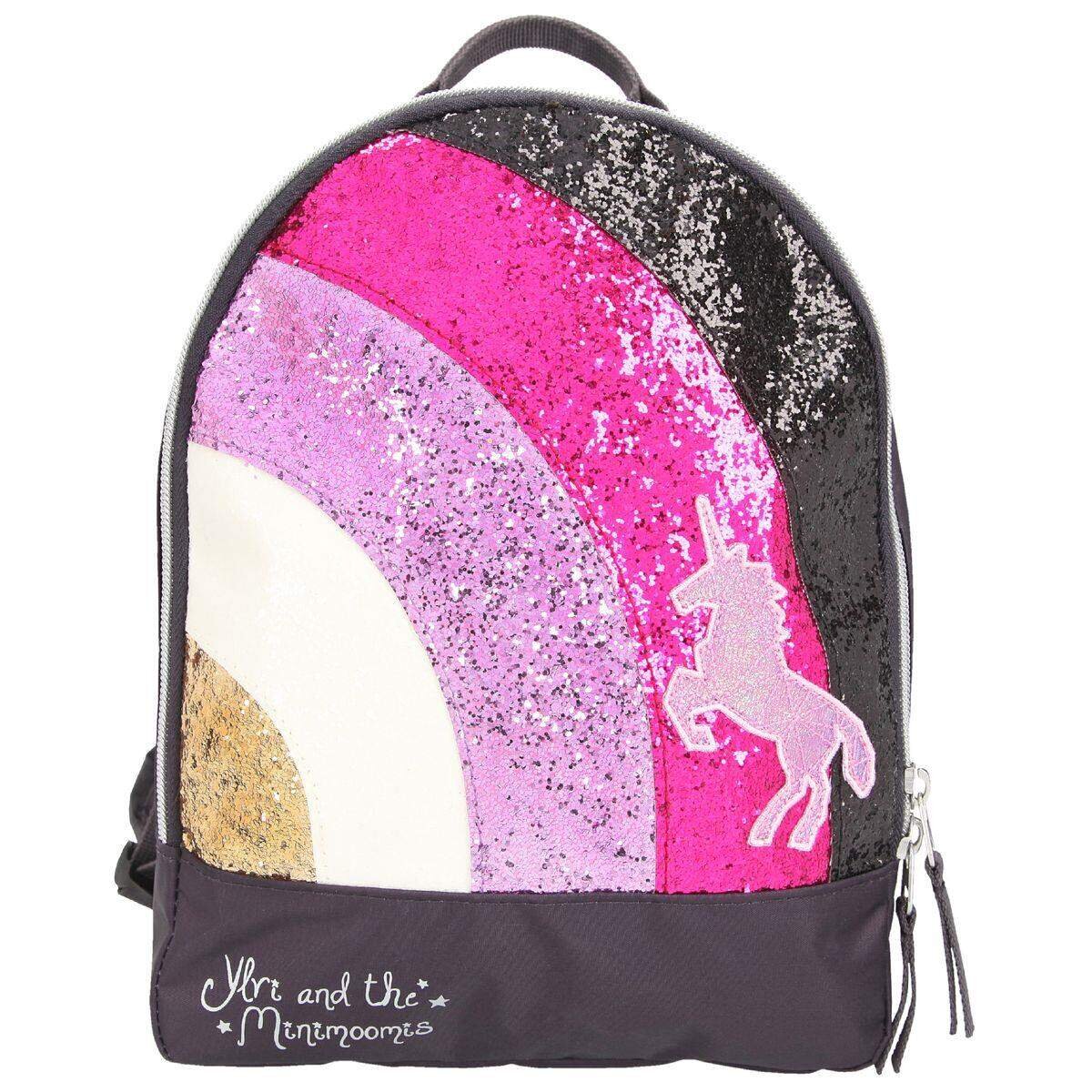 Depesche Ylvi & the Minimoomis kleiner Rucksack Regenbogen Glitter Anthrazit