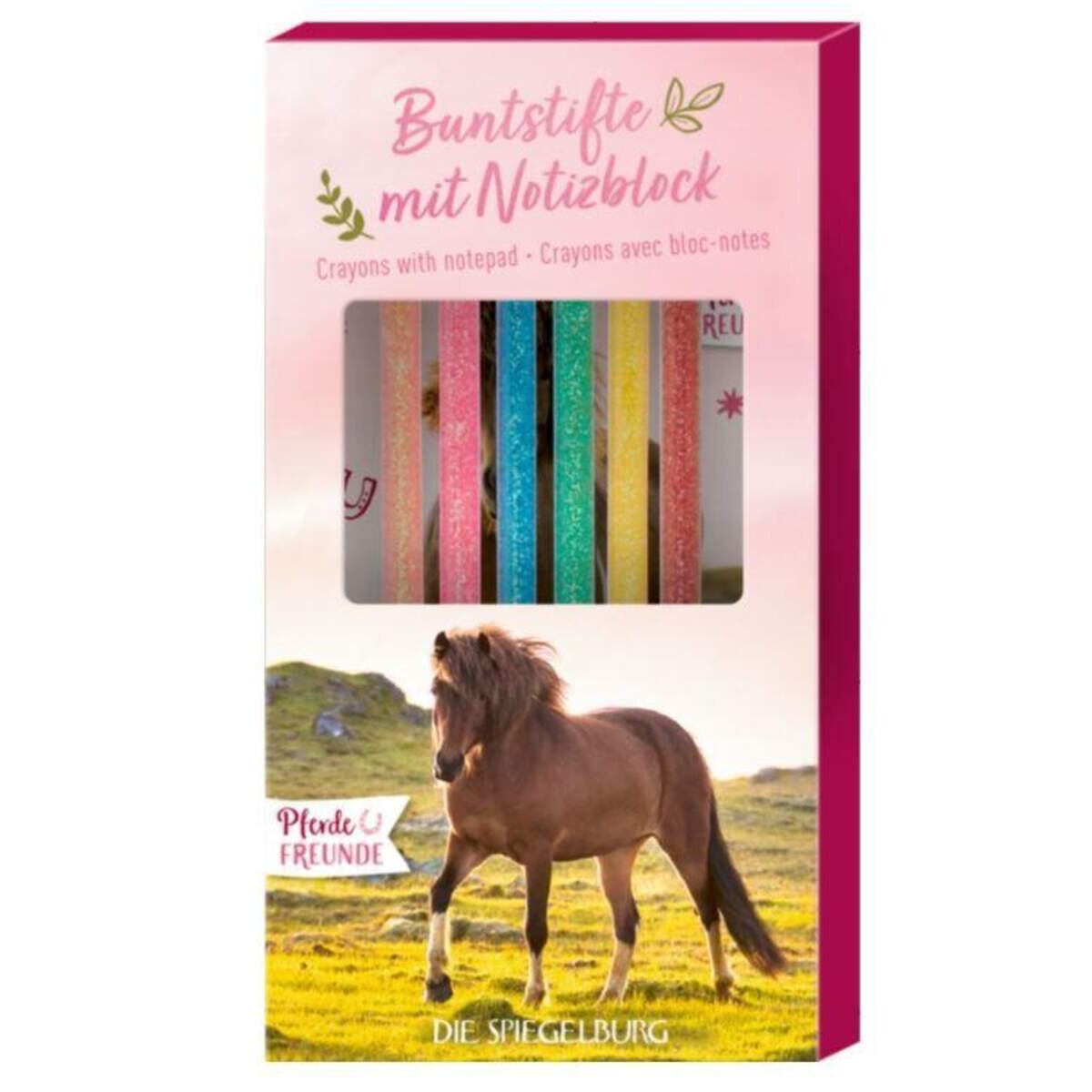 Die Spiegelburg Buntstifte mit Notizblock Pferdefreunde