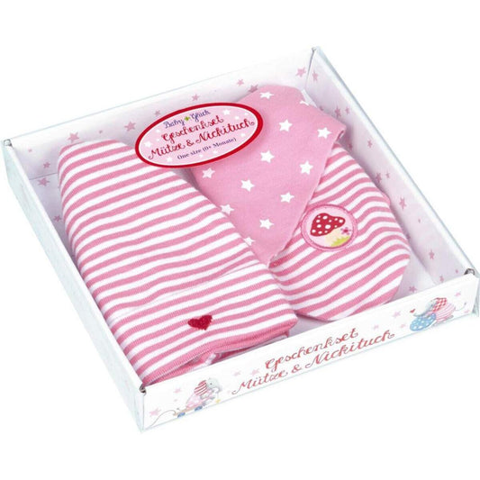Die Spiegelburg Geschenkset Mütze + Nickituch BabyGlück, rosa (one size)