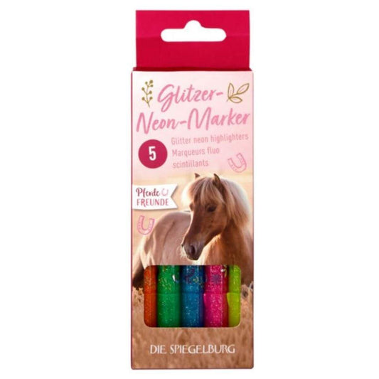 Die Spiegelburg Glitzer-Neon-Marker Pferdefreunde, 5 Stück