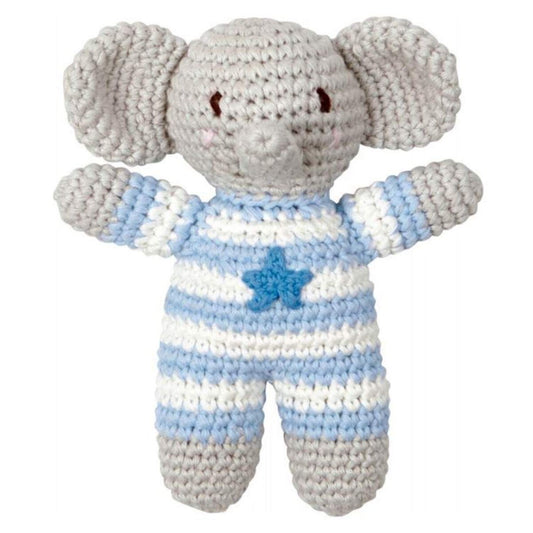 Die Spiegelburg Häkel-Rassel Elefant BabyGlück, hellblau