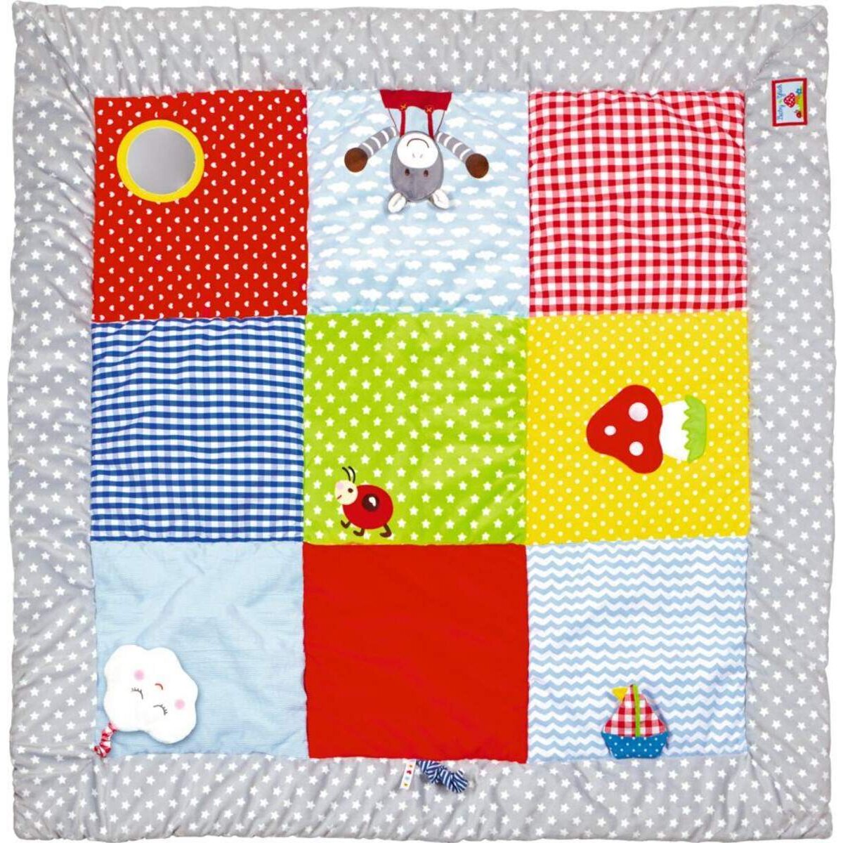 Die Spiegelburg Krabbeldecke mit Spielelementen BabyGlück (ca. 100 x 100 cm)