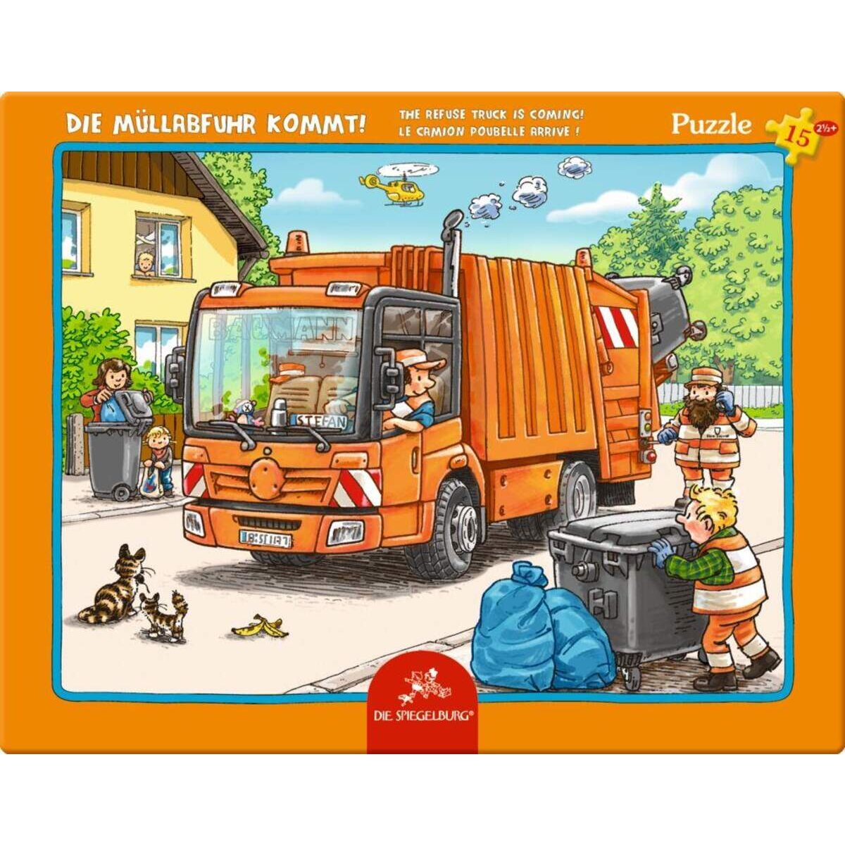 Die Spiegelburg Rahmenpuzzle Die Müllabfuhr kommt! 15 Teile