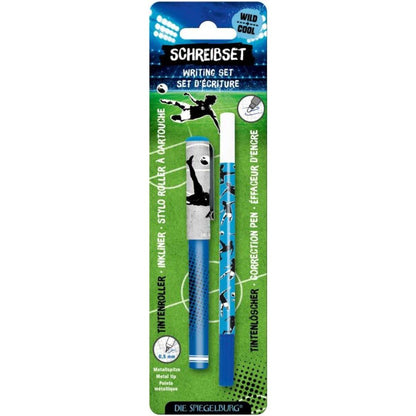 Die Spiegelburg Schreibset (Tintenroller+-löscher-Set) Fußball Wild+Cool