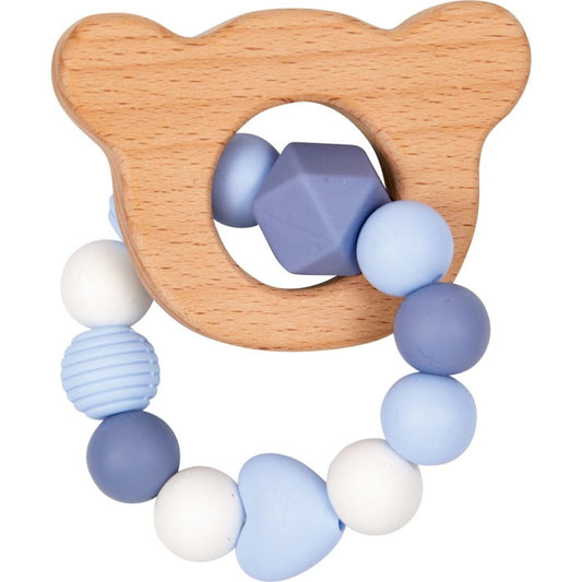 Die Spiegelburg Silikon-Holz-Beißring, hellblau - BabyGlück