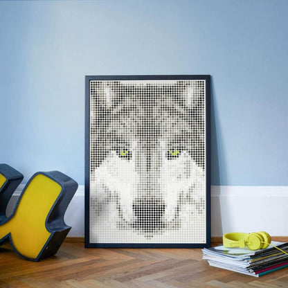 dot-on-dot DIY-Klebeposter, Bastelset, Stickerset - Motiv: Wolf, 50x70 cm