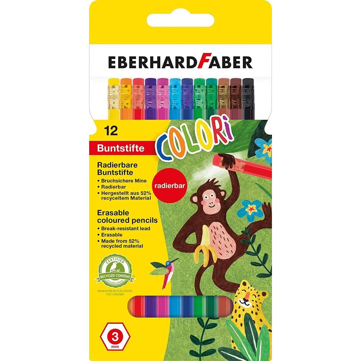 Eberhard Faber Buntstifte Colori, radierbar, 12 Stück