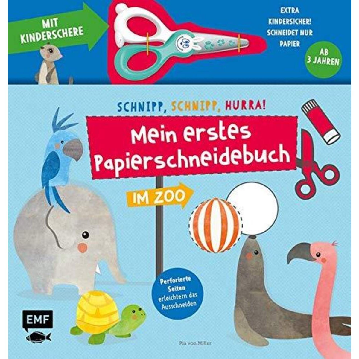 EMF Verlag Mein erstes Papierschneidebuch – Im Zoo – Mit Kinderschere: Schnipp, schnipp, hurra!