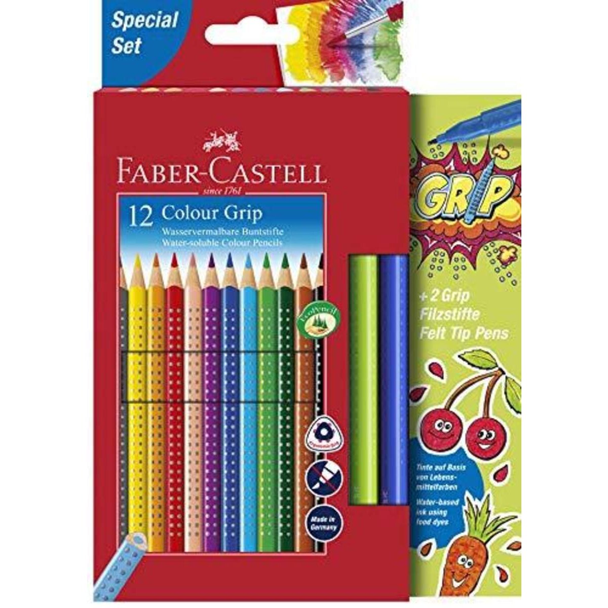 Faber-Castell Buntstifte Promoetui Colour Grip + 2 Fasermaler