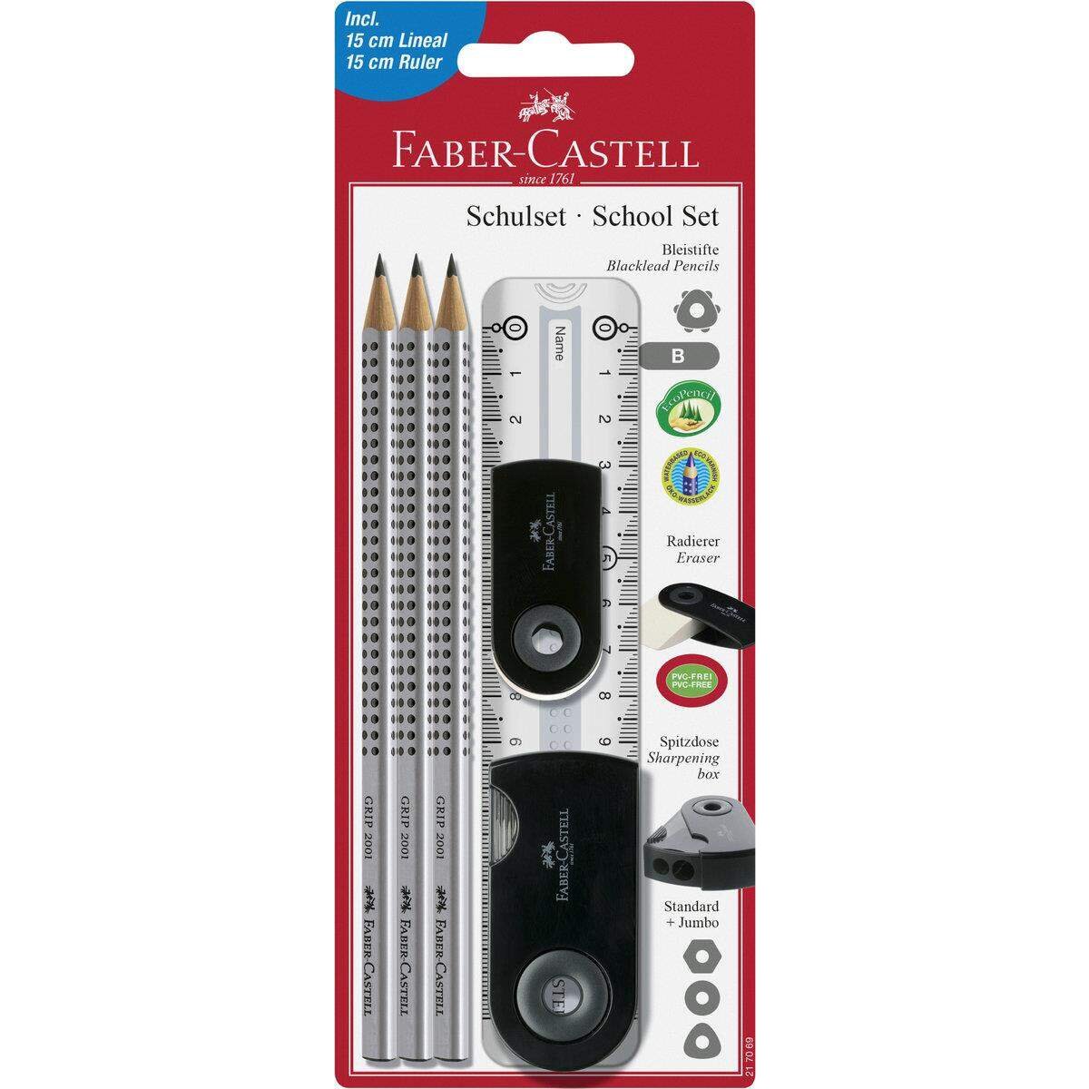 Faber-Castell Schulset Sleeve groß inkl. Lineal, schwarz