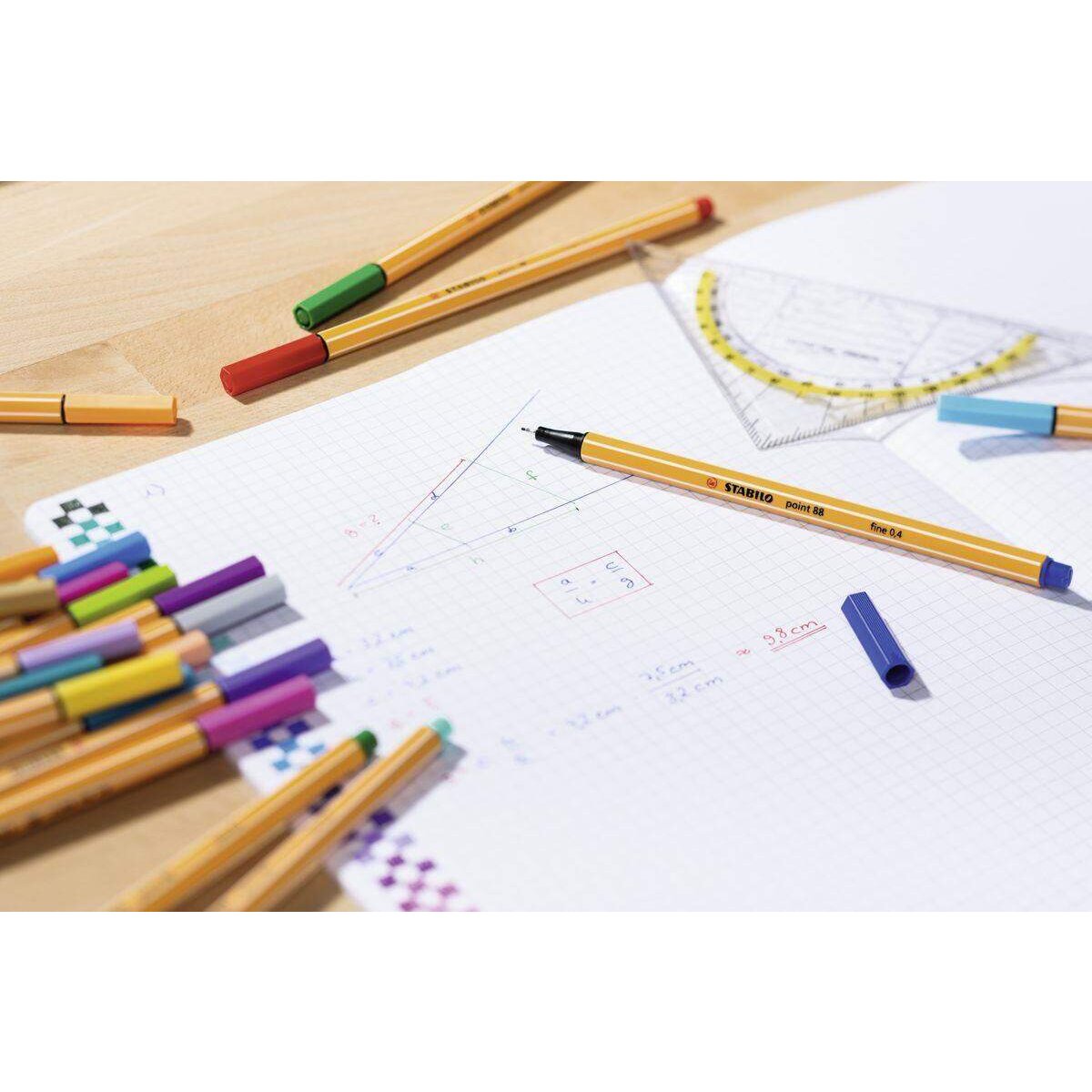 Fineliner - STABILO point 88 im Kraftpapier Mäppchen  - mit 20 verschiedenen Farben