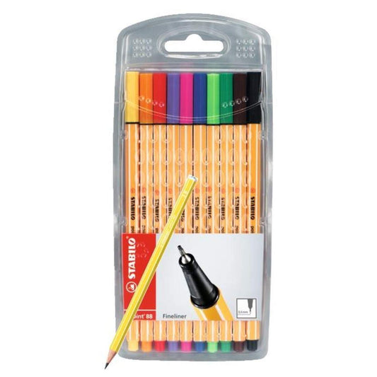 Fineliner - STABILO point 88 mit GRATIS Bleistift - 10 Standardfarben