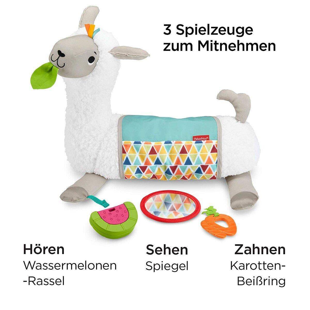 Fisher-Price 4-in-1 Lama Spielkissen Bauchlage, Baby-Spielzeug für Neugeborene