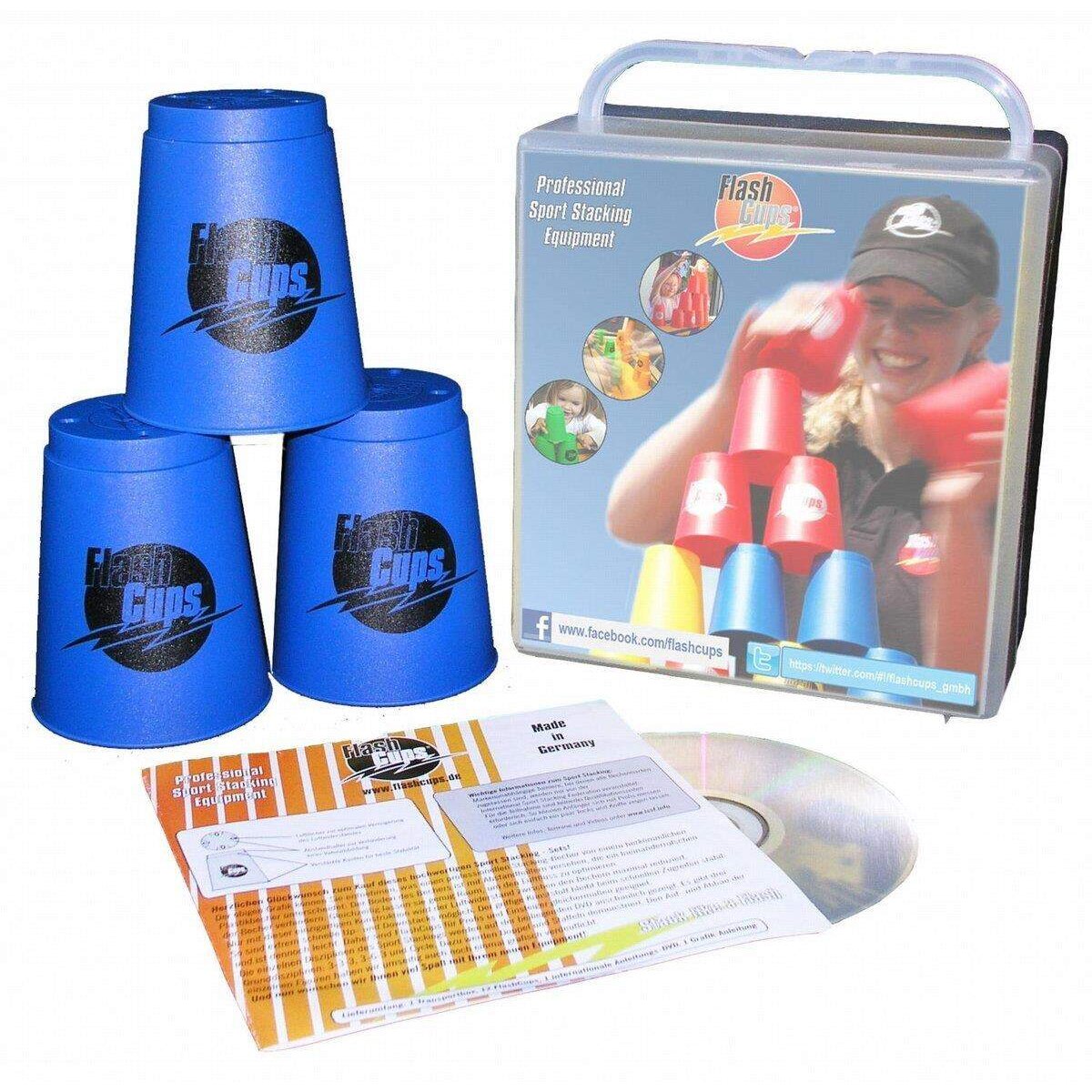 Flash Cups Sport Stacking: FlashCups 12 Stück, mit Box+DVD, blau
