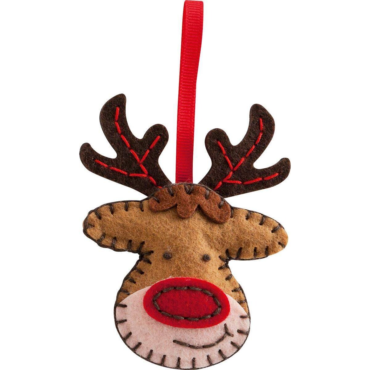 Folia Filz Nähset für Kinder-Mini Filzinie, Anhänger Rentier, 9 teilig
