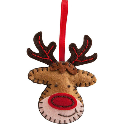 Folia Filz Nähset für Kinder-Mini Filzinie, Anhänger Rentier, 9 teilig