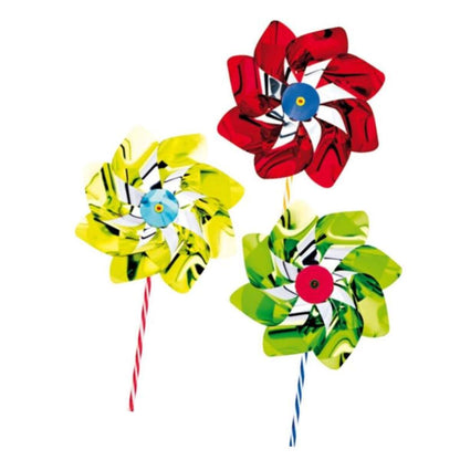 Giobas Windmühle Mix Ø20cm, H: 45cm auf Plastikstab, 1 Stück, sortiert