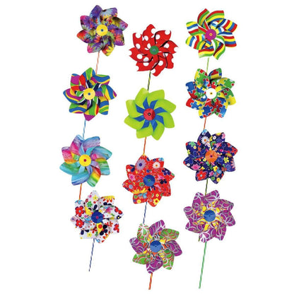 Giobas Windmühle Mix Ø20cm, H: 45cm auf Plastikstab, 1 Stück, sortiert