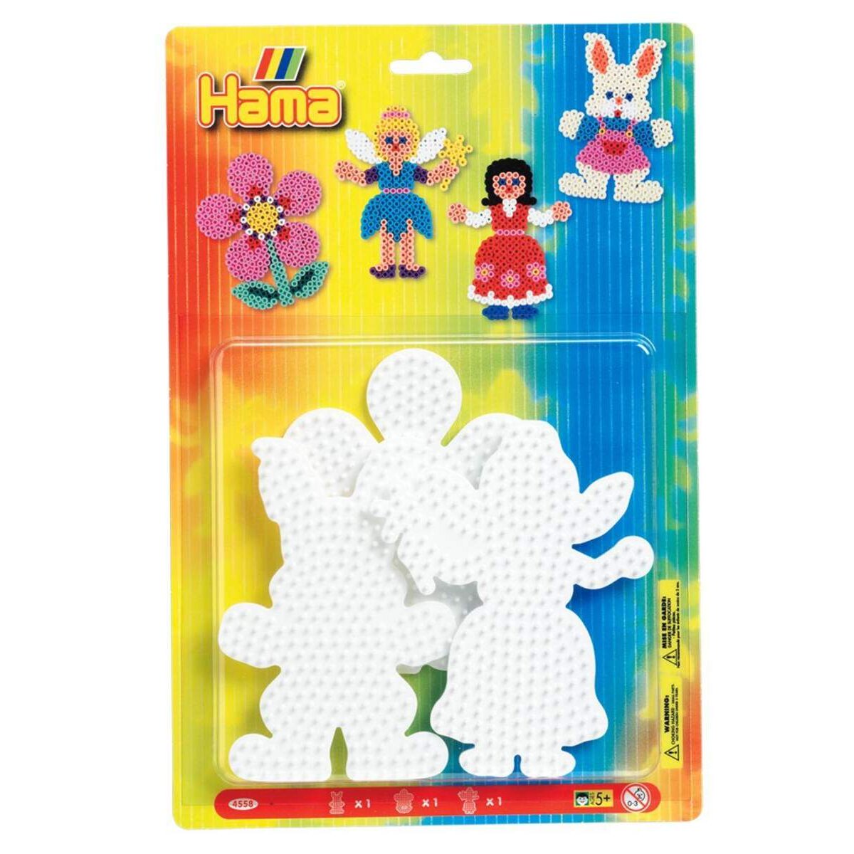 Hama Bügelperlen Midi Stiftplattenset, Hase, Blume und Fee