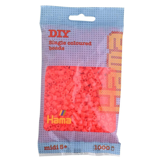 Hama Midi Bügelperlen, Neon-Rot, ca. 1.000 Stück, Ø 5,0 mm