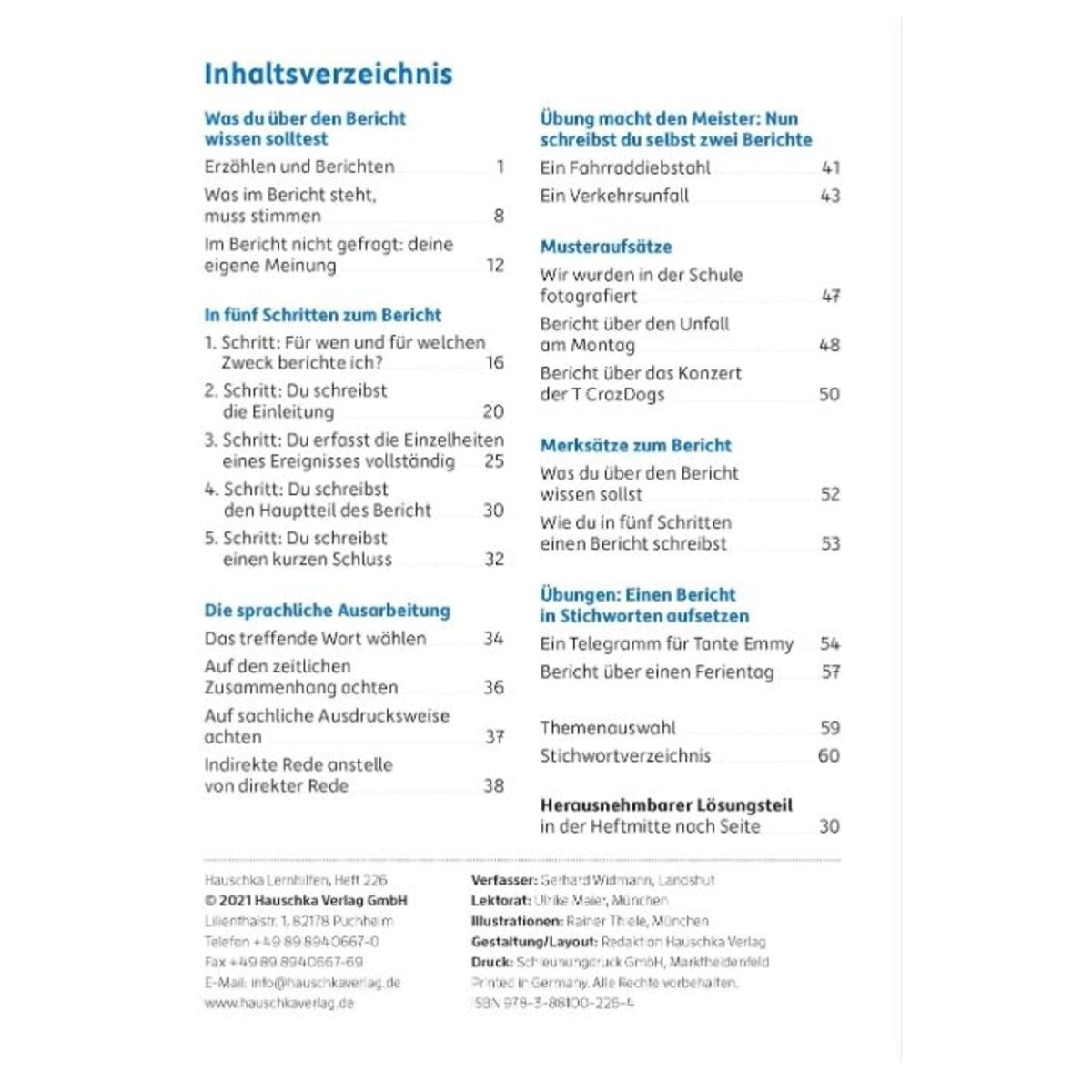 Hauschka Verlag Bericht. Aufsatz 5.-7. Klasse