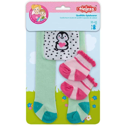 Heless 479 - Strumpfhose mit Söckchen für Puppen, Pinguin Pünktchen, Größe 35 - 45 cm