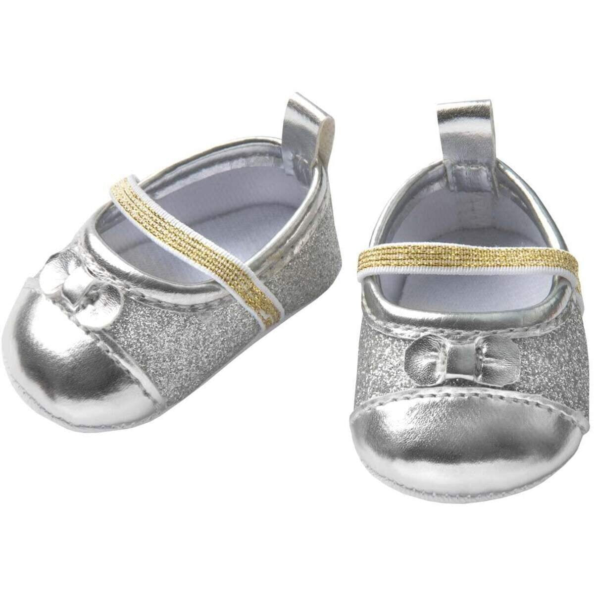 Heless Glitzerballerinas für Puppen, silber, Größe 38 - 45 cm, 1 Paar, 2-fach sortiert
