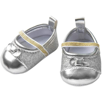 Heless Glitzerballerinas für Puppen, silber, Größe 38 - 45 cm, 1 Paar, 2-fach sortiert