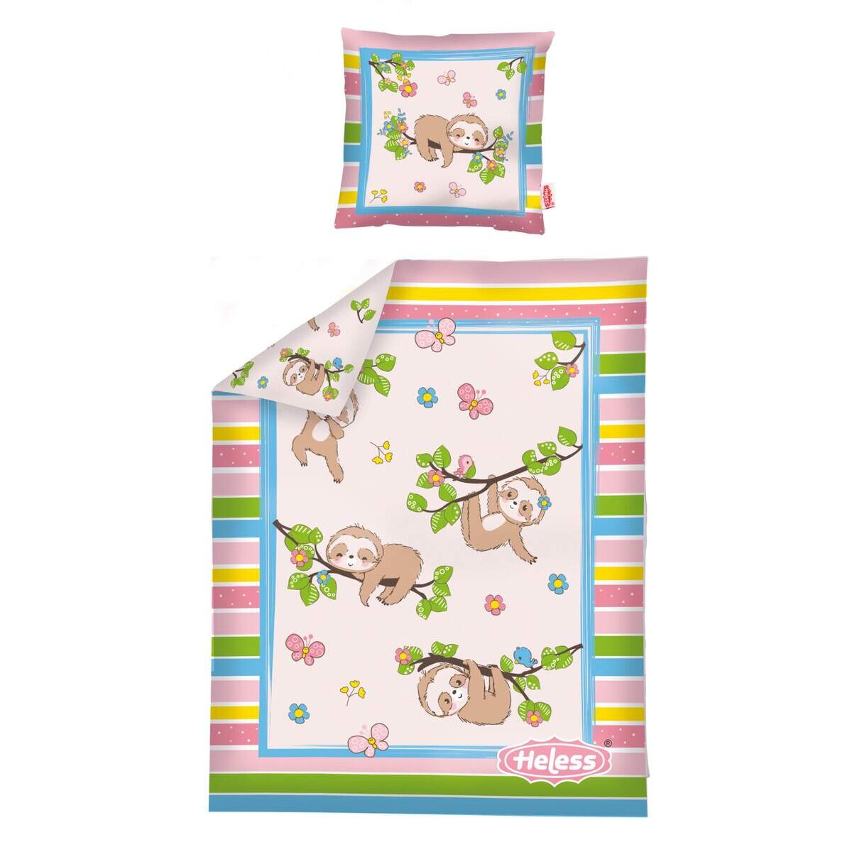 Heless Puppen-Bettdecke Faultier Flauschi (35 x 45 cm) mit Kissen (16 x 16 cm)
