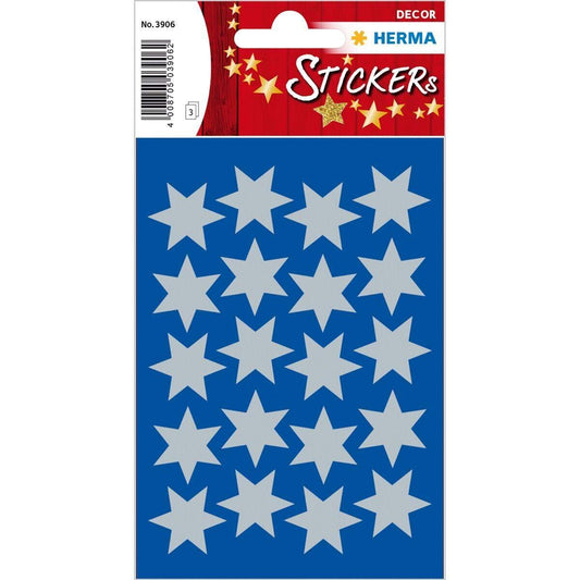 HERMA Weihnachts-Sticker Sterne, 21 mm, silber