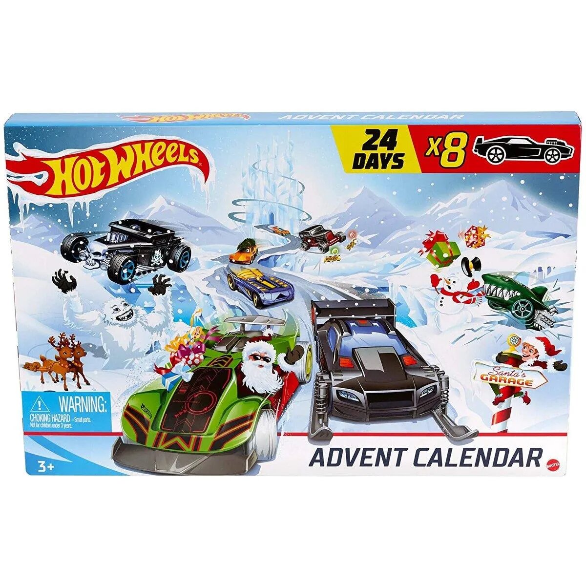 Hot-Wheels-Adventskalender mit Überraschungen für 24 Tage, Fahrzeugen und Zubehör
