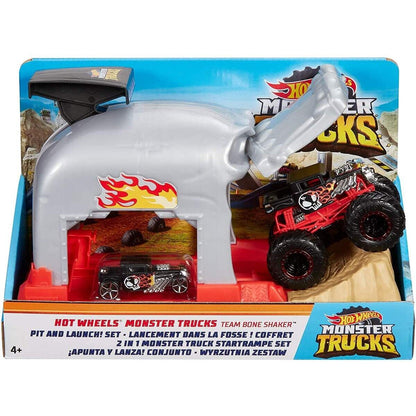 Hot Wheels Monster Trucks Bone Shaker Startrampe Spielset inkl. 2 Spielzeugautos