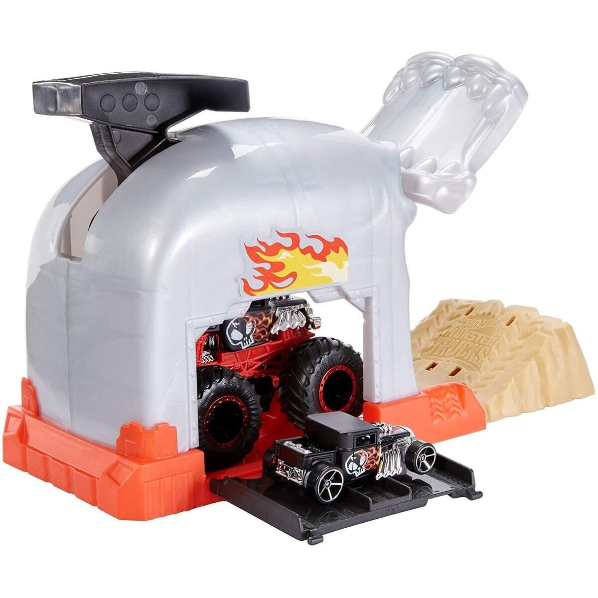 Hot Wheels Monster Trucks Bone Shaker Startrampe Spielset inkl. 2 Spielzeugautos