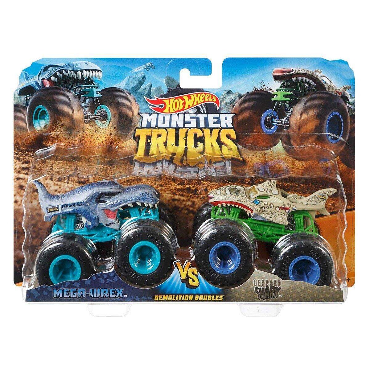 Hot Wheels Monster Trucks Die-Cast 2er-Pack Mega Wrex vs Leopard Shark 1:64
