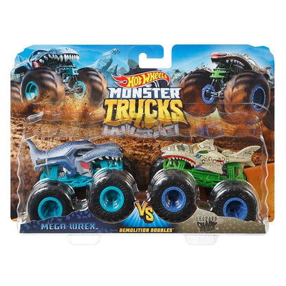 Hot Wheels Monster Trucks Die-Cast 2er-Pack Mega Wrex vs Leopard Shark 1:64
