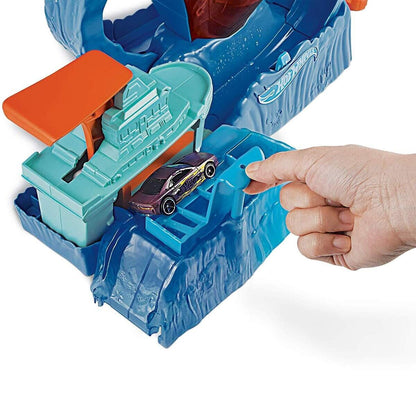 Hot Wheels Robo-Hai-Angriff Spielset mit Looping inkl. 1 Spielzeugauto mit Farbwechsel