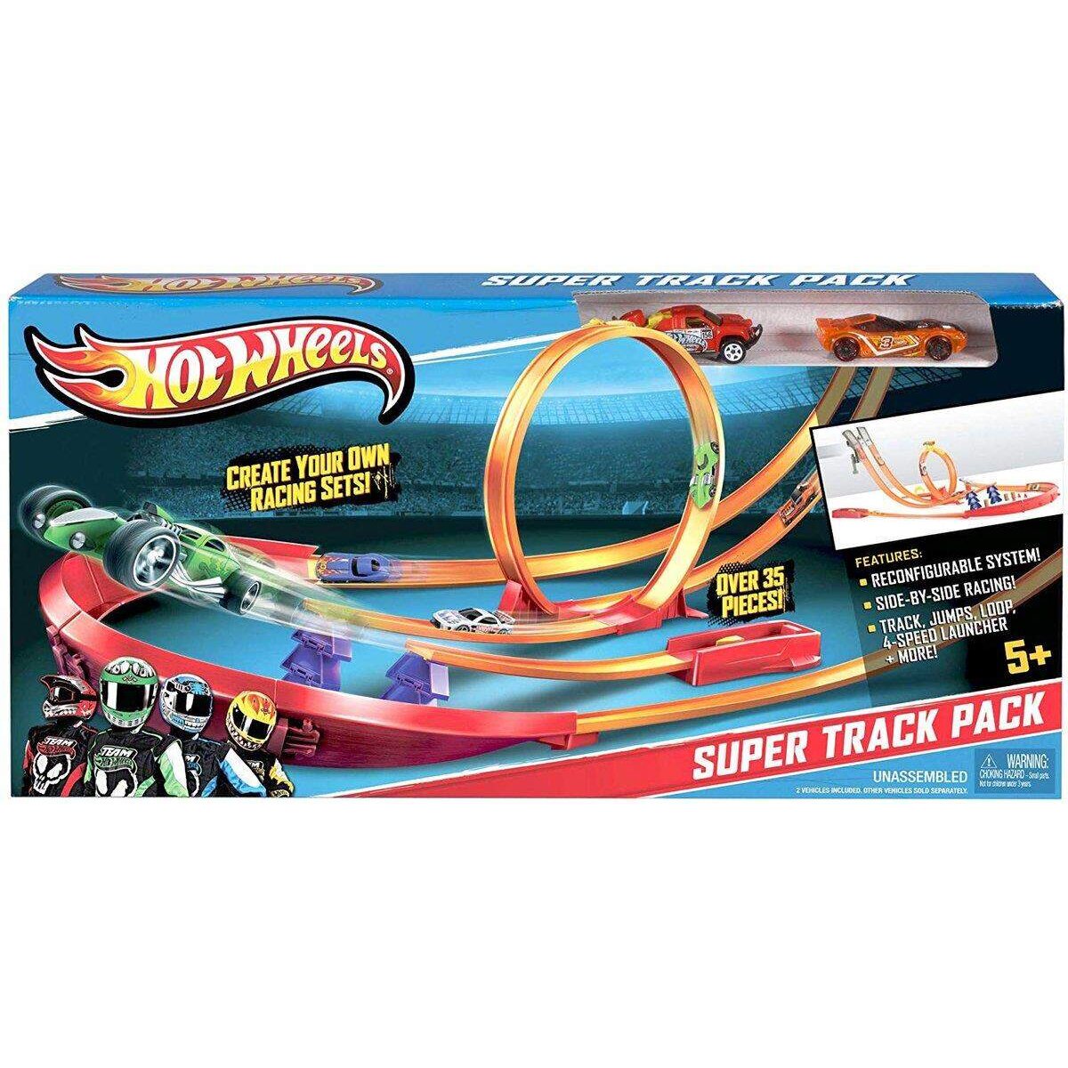 Hot Wheels Track Builder Pistenset mit Looping und Zubehör, inkl. 1 Spielzeugauto