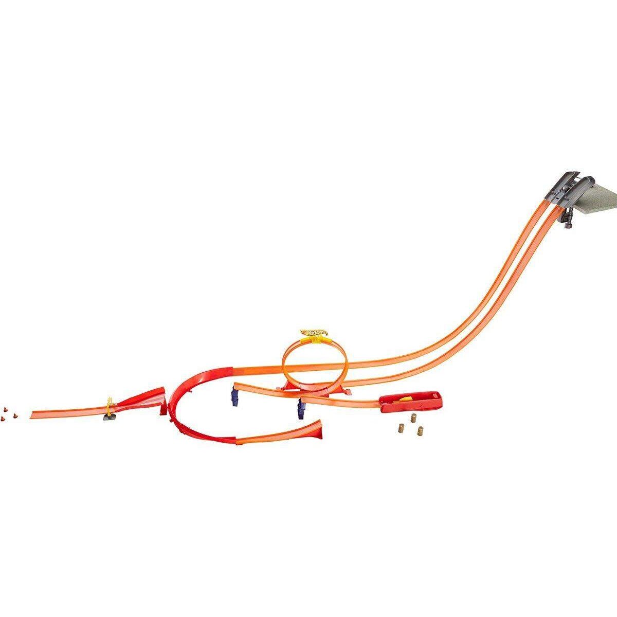 Hot Wheels Track Builder Pistenset mit Looping und Zubehör, inkl. 1 Spielzeugauto