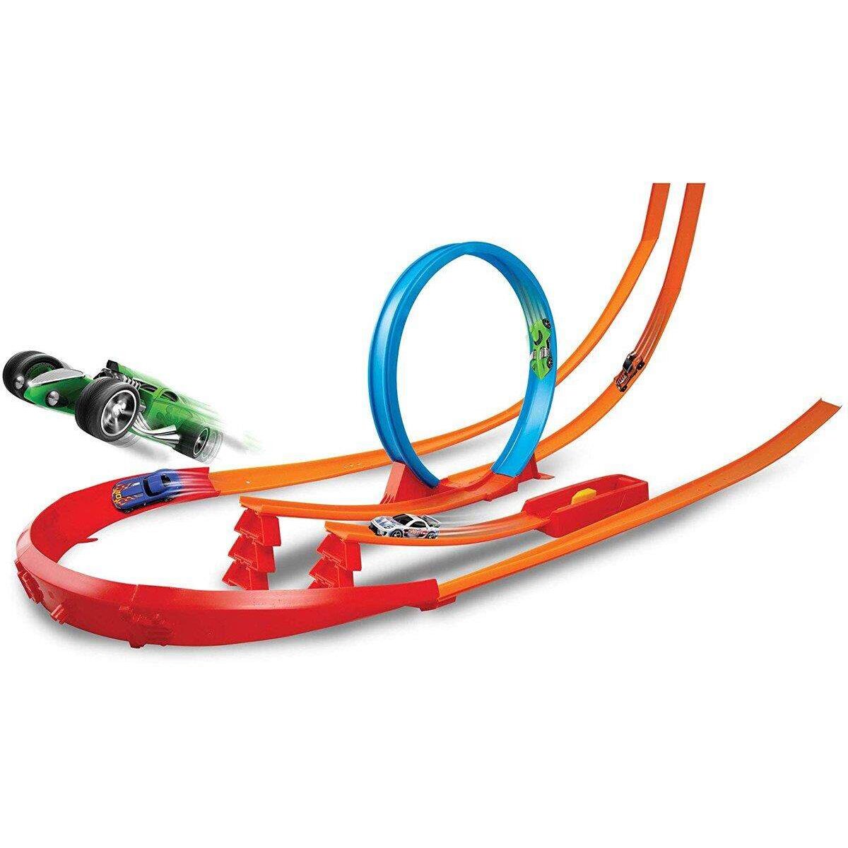 Hot Wheels Track Builder Pistenset mit Looping und Zubehör, inkl. 1 Spielzeugauto
