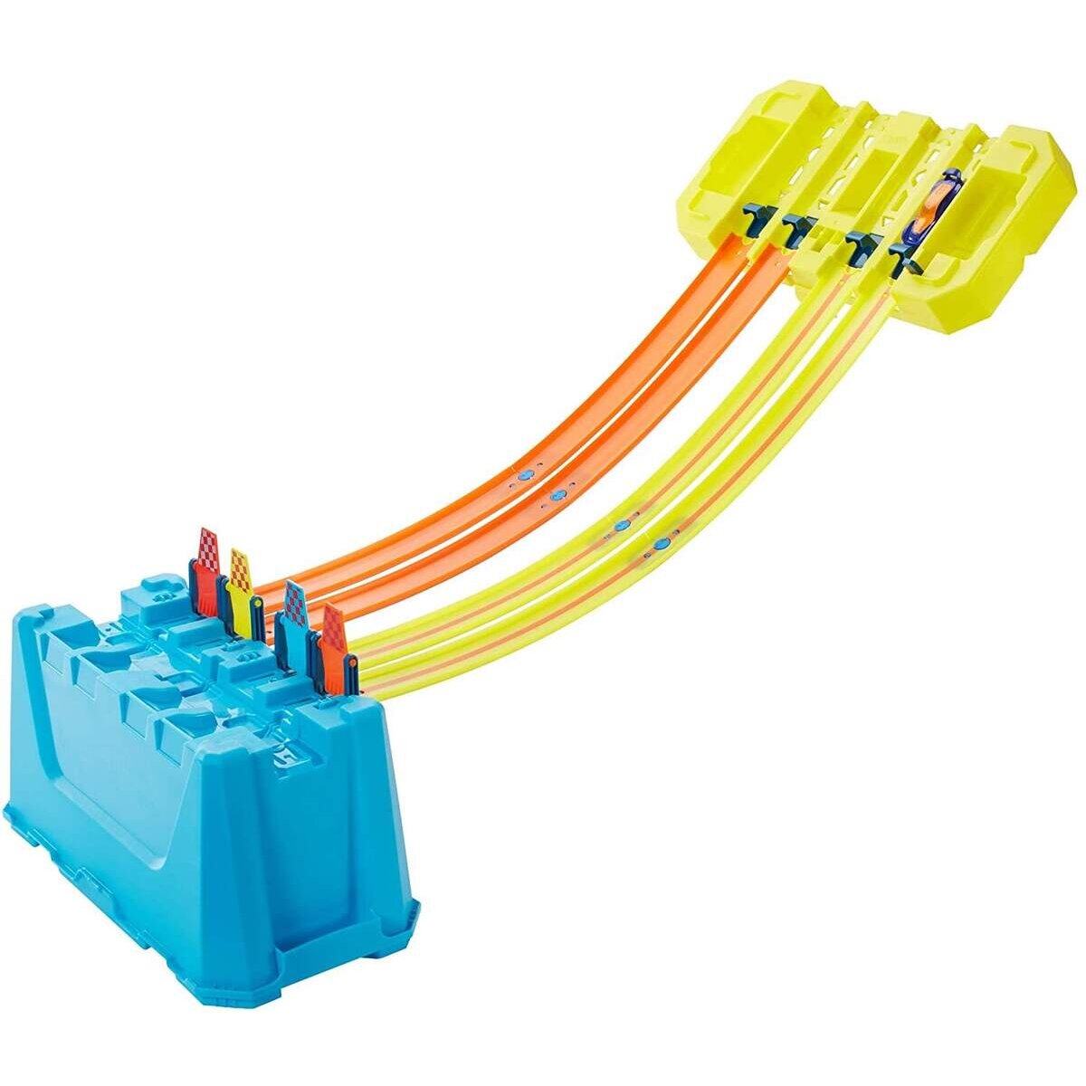 Hot Wheels Track Builder Unlimited Mehrspurige Speed Box, Starter-Set inkl. 1 Auto