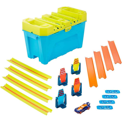 Hot Wheels Track Builder Unlimited Mehrspurige Speed Box, Starter-Set inkl. 1 Auto