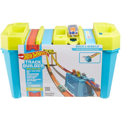 Hot Wheels Track Builder Unlimited Mehrspurige Speed Box, Starter-Set inkl. 1 Auto