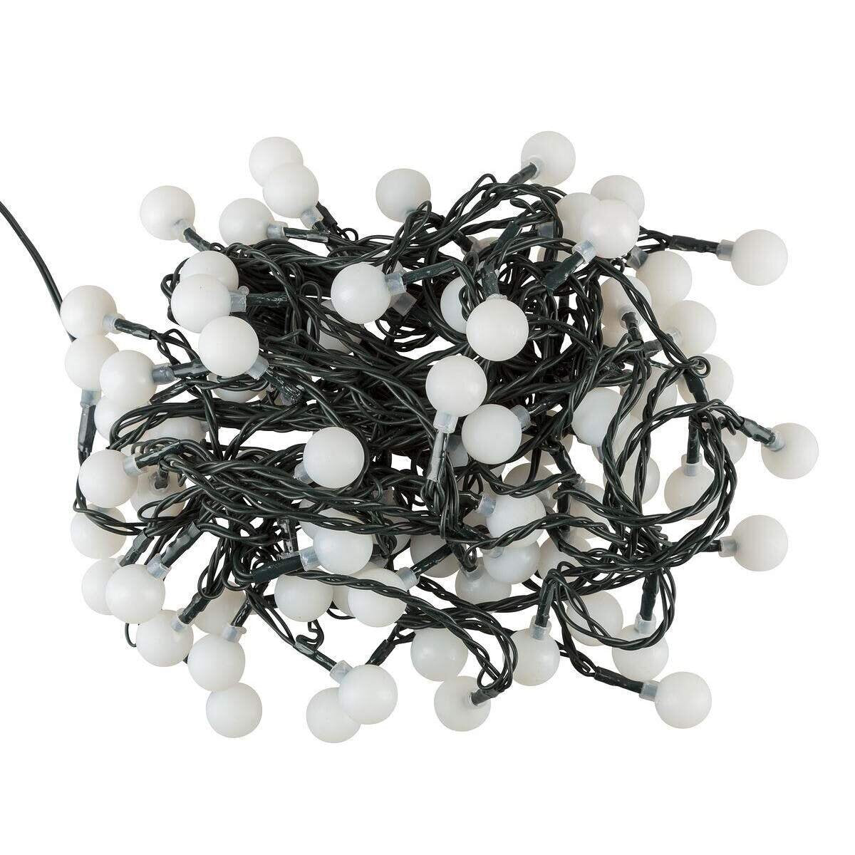 Idena 80er LED Lichterkette mit Kugeln, warmweiß, für innen/außen, Timer